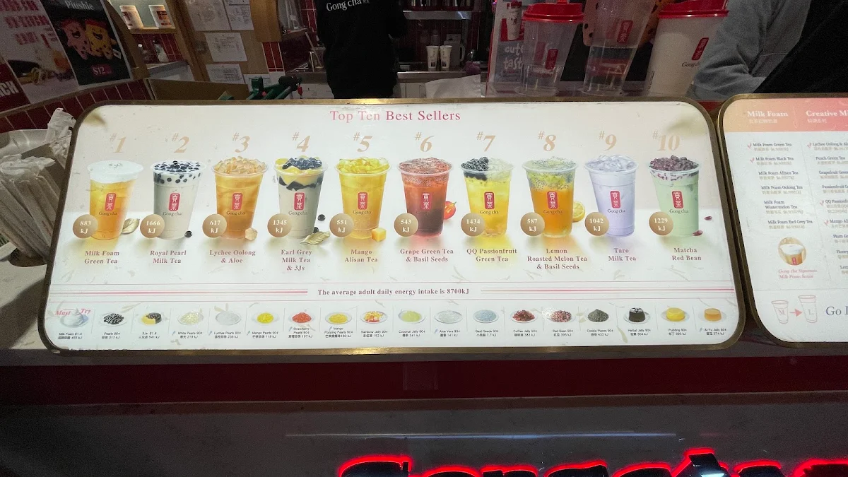 Menu, Gong Cha Rouse Hill