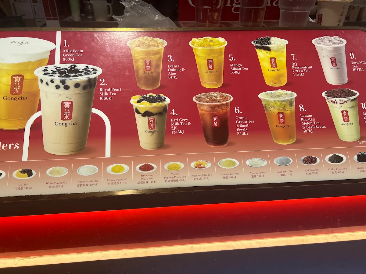 Menu, Gong Cha Rouse Hill