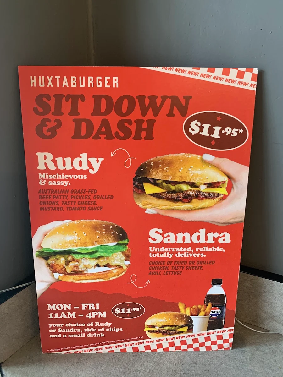 Menu, Huxtaburger Redfern