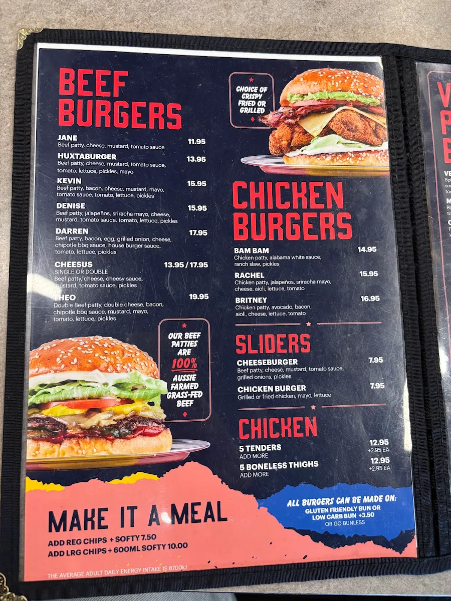 Menu, Huxtaburger Redfern
