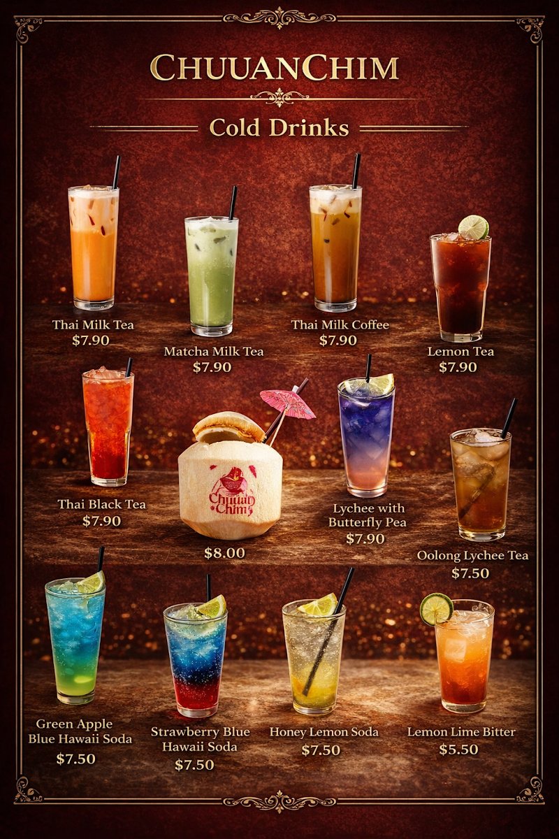 Menu, Chuuan chim Sydney