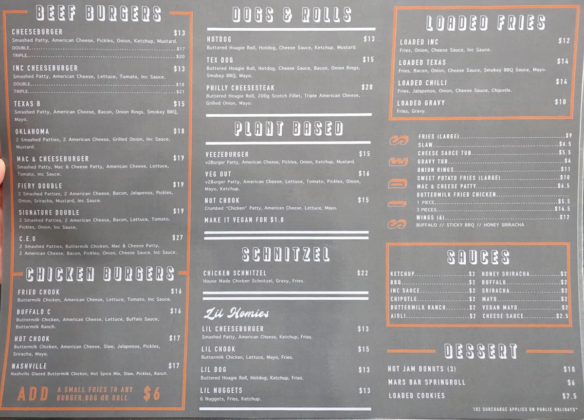 Menu, Burger Incredible