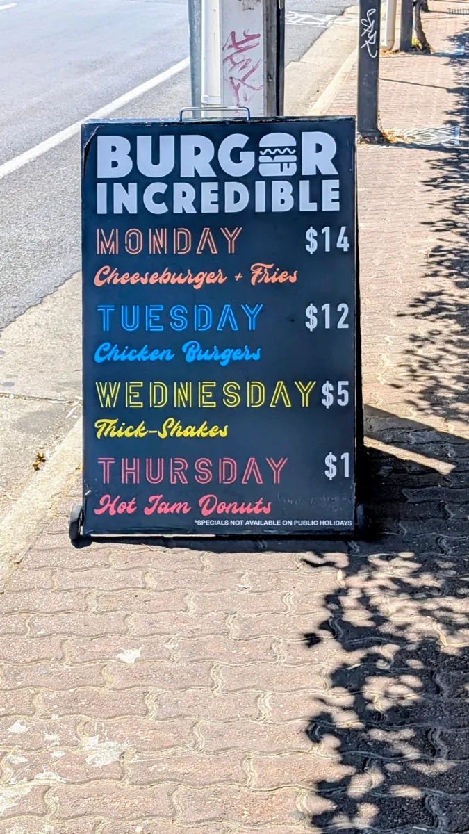 Menu, Burger Incredible