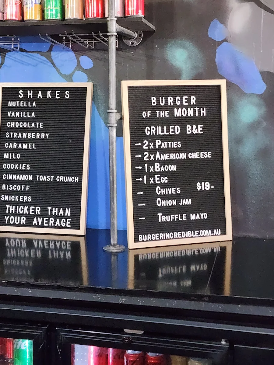 Menu, Burger Incredible