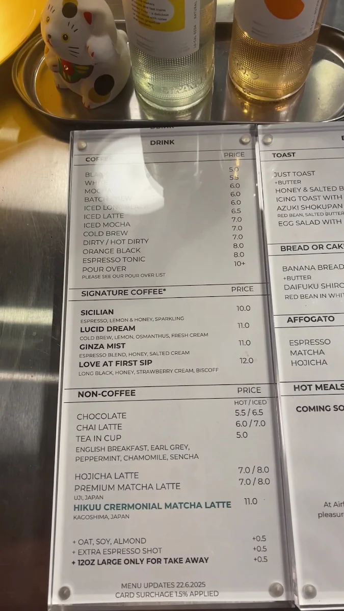 Menu, Airflow Coffee Co