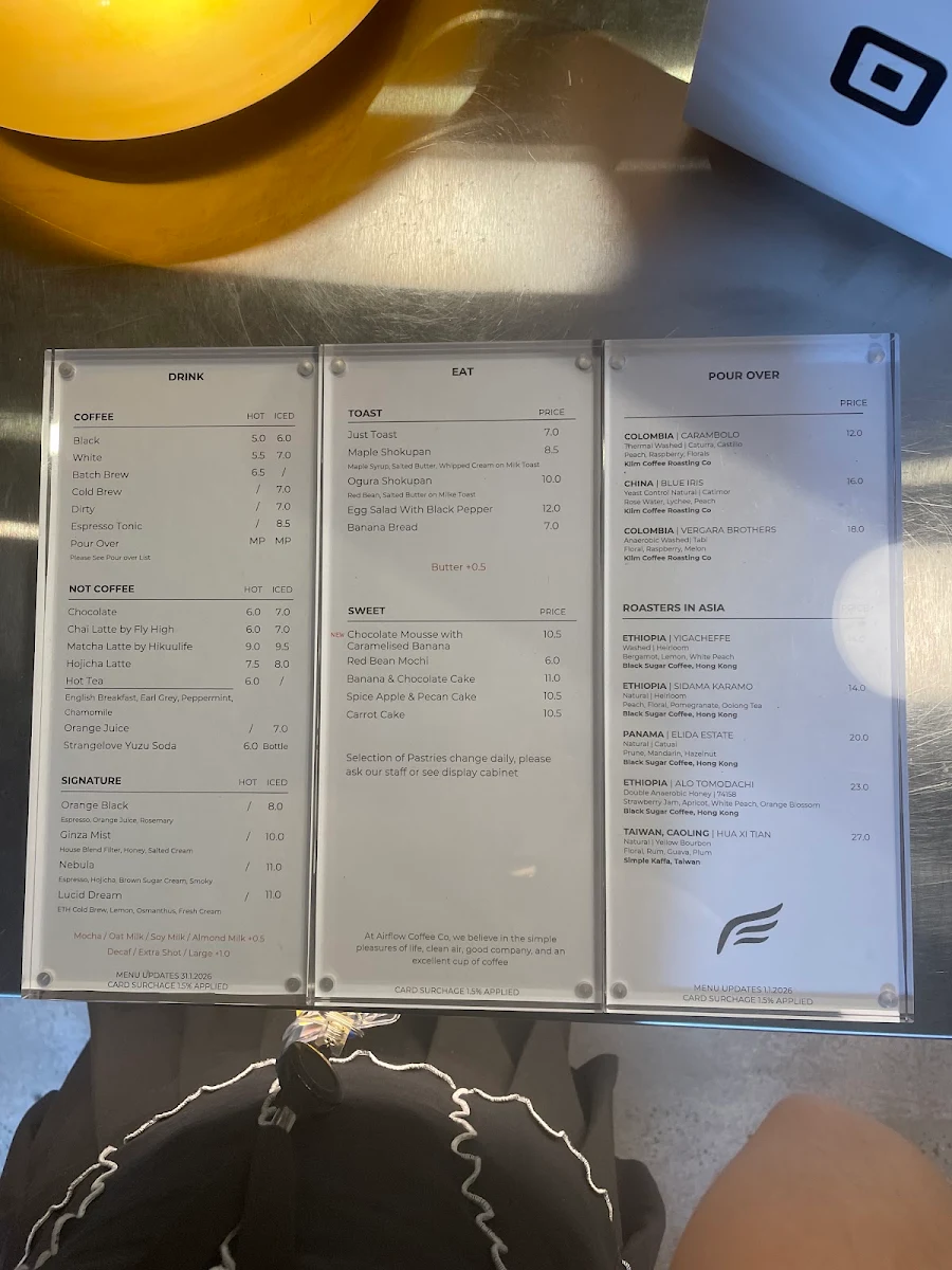 Menu, Airflow Coffee Co