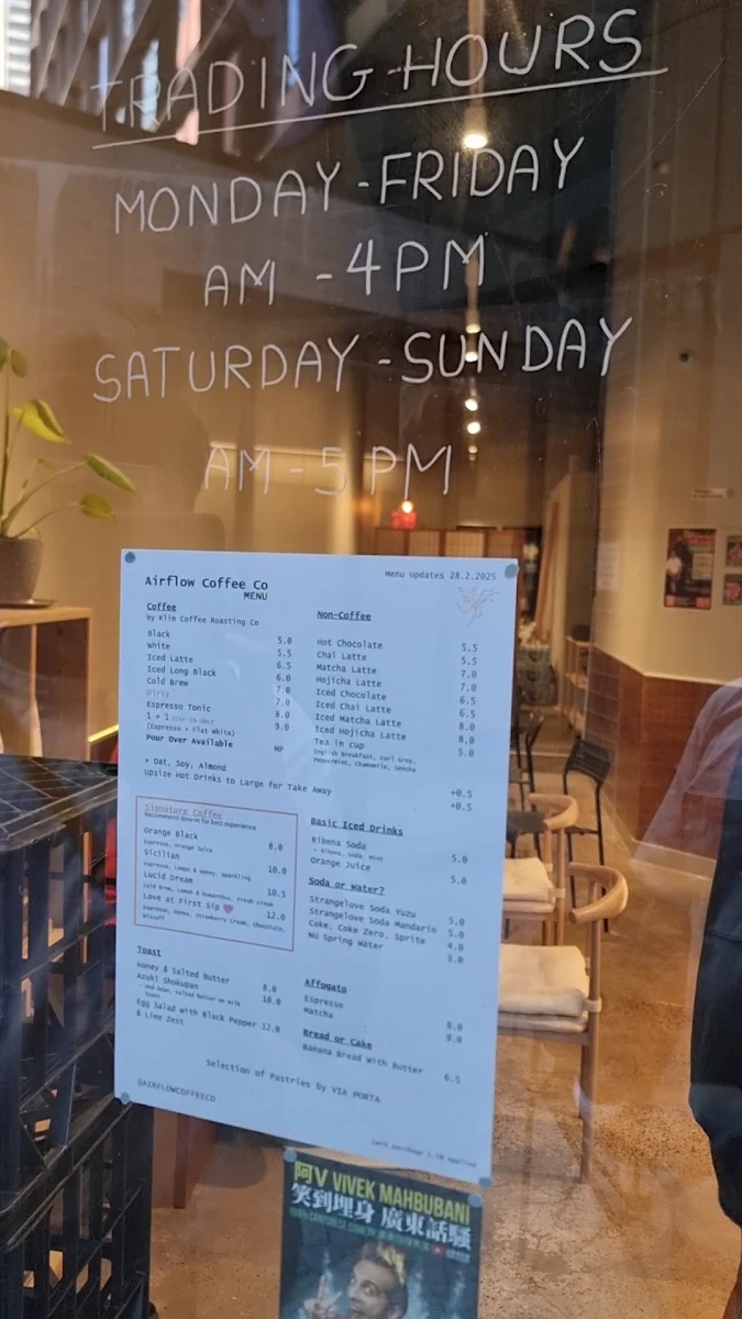 Menu, Airflow Coffee Co