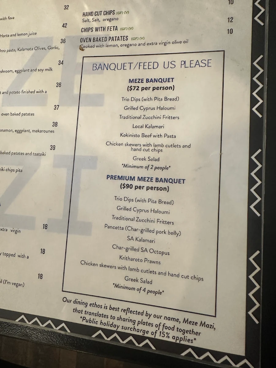 Menu, Meze Mazi