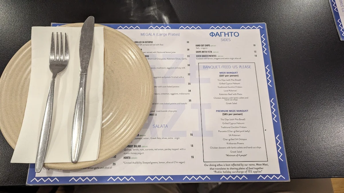 Menu, Meze Mazi