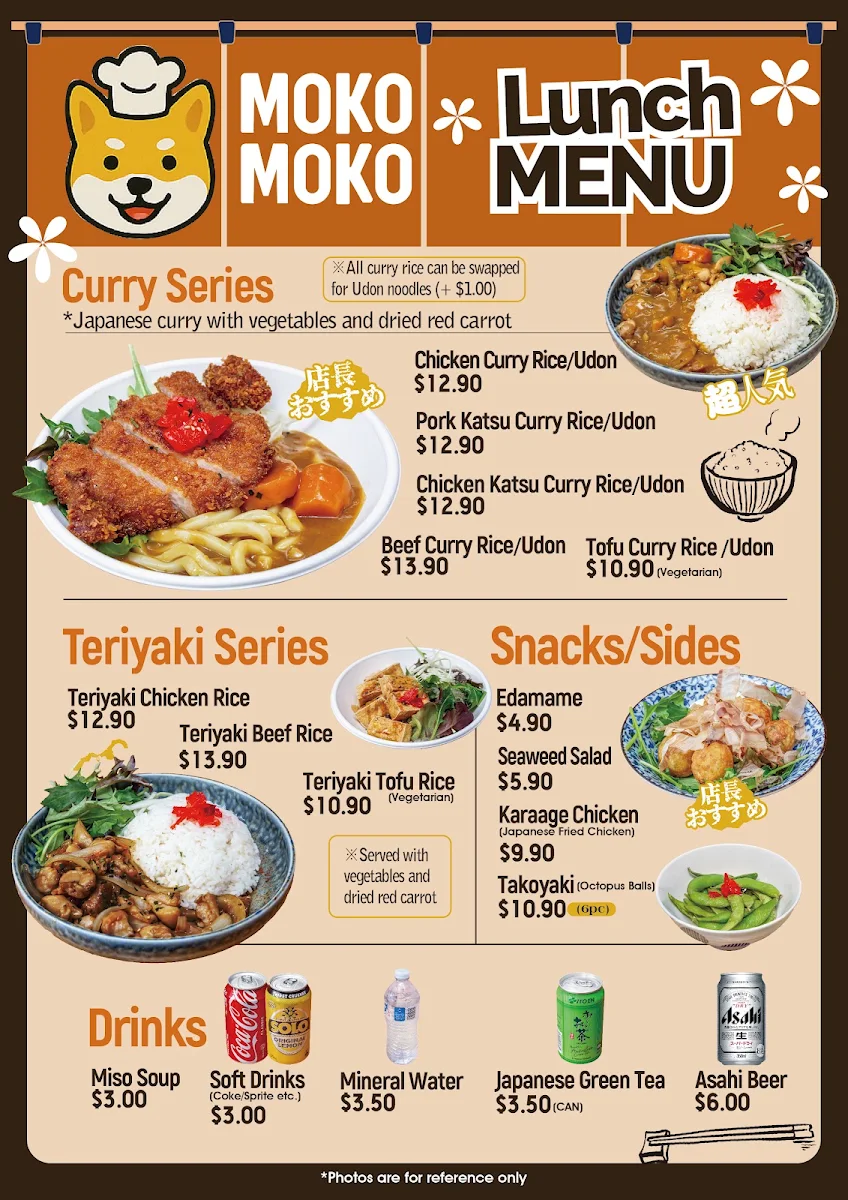 Menu, Moko Moko Curry House