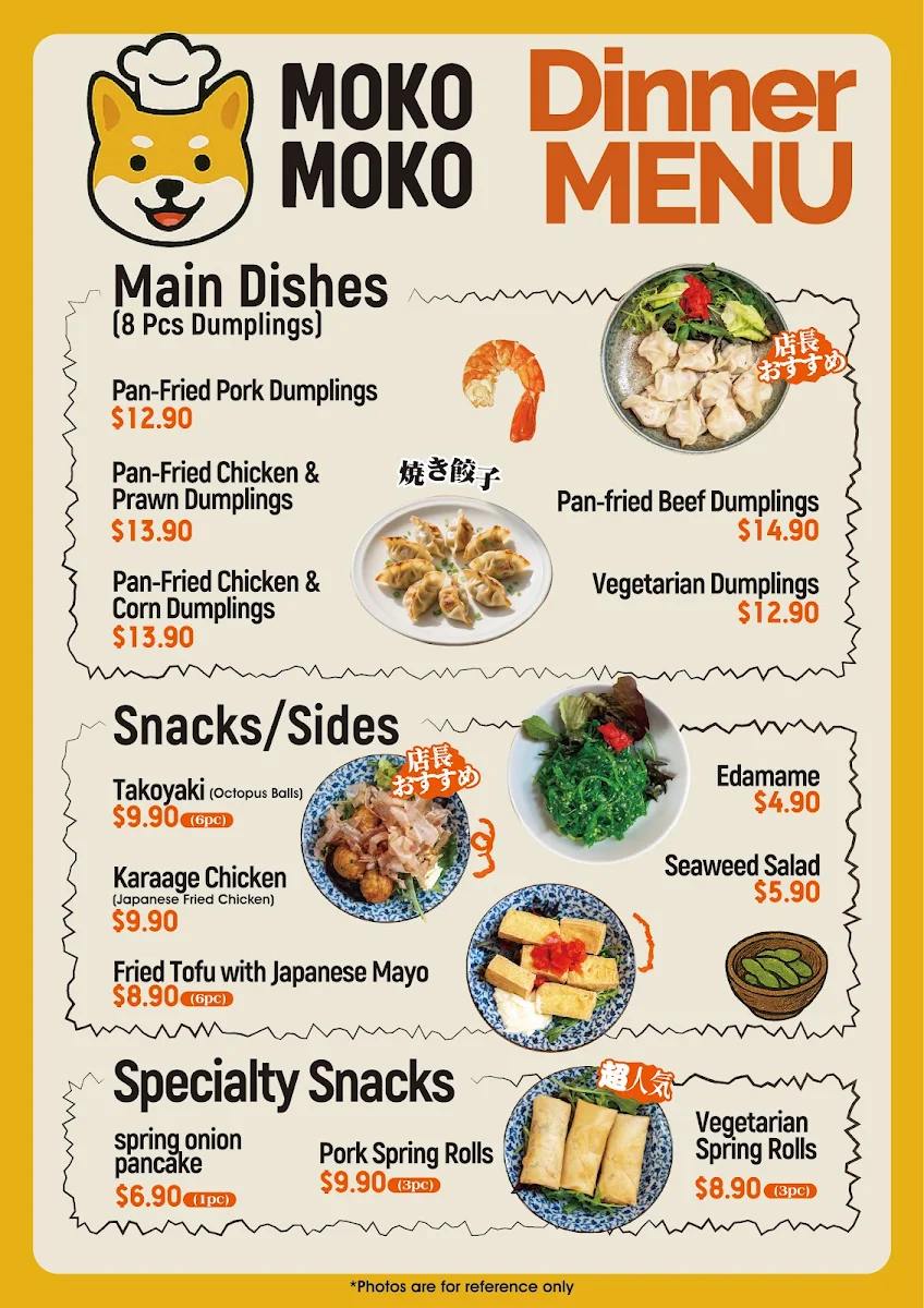 Menu, Moko Moko Curry House