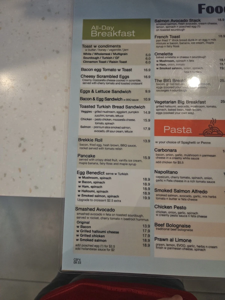 Menu, Chatterbox Cafe & Lounge Bar