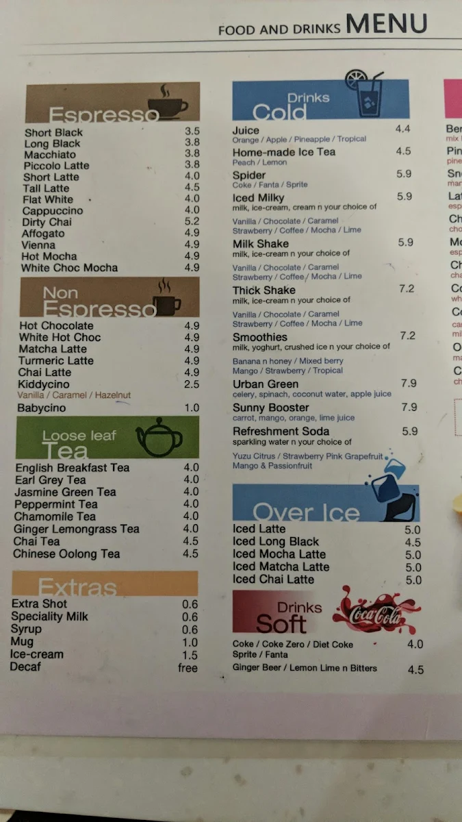 Menu, Chatterbox Cafe & Lounge Bar