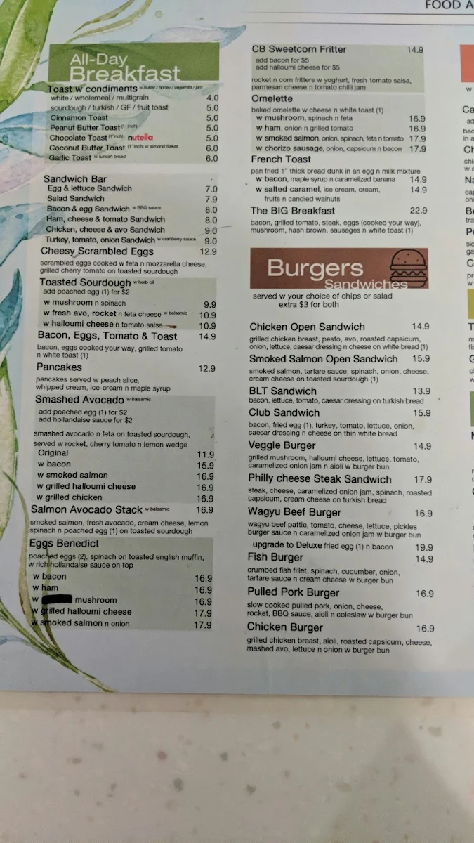 Menu, Chatterbox Cafe & Lounge Bar