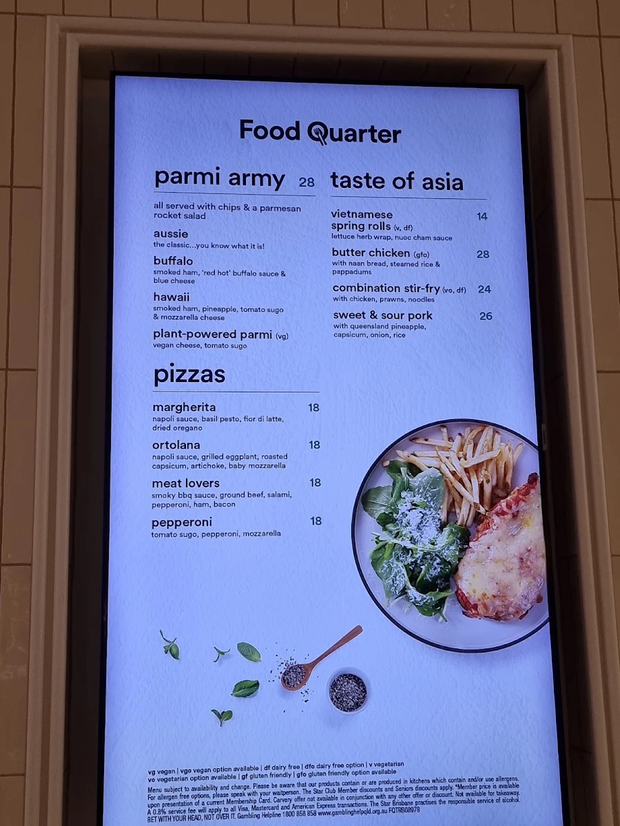 Menu, Food Quarter