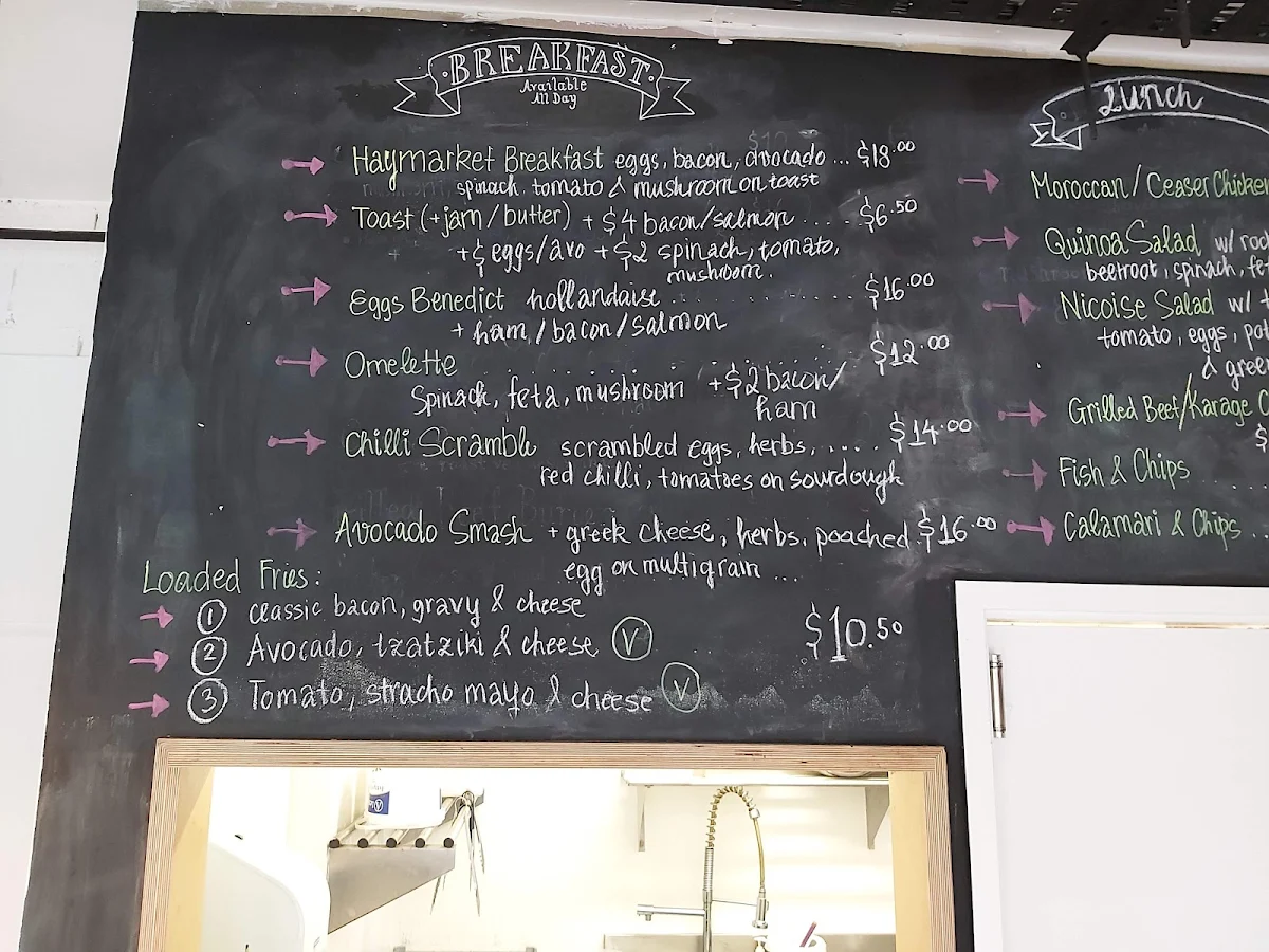 Menu, Haymarket Place Cafe