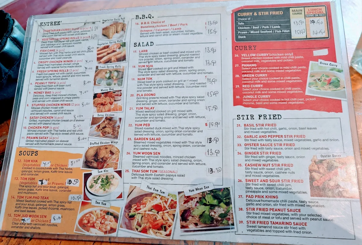 Menu, Chilli Garden Thai