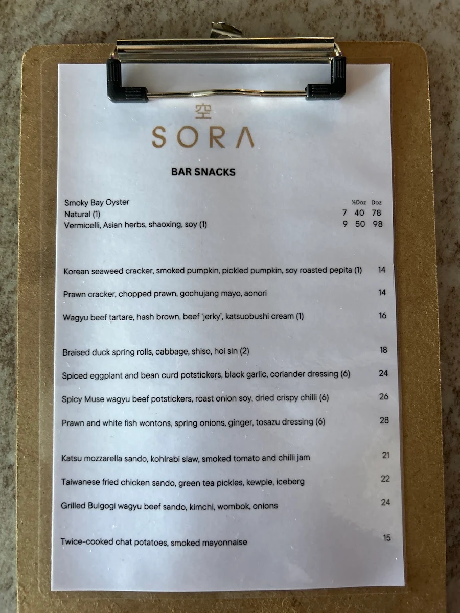 Menu, SORA