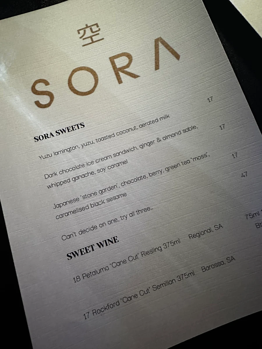 Menu, SORA