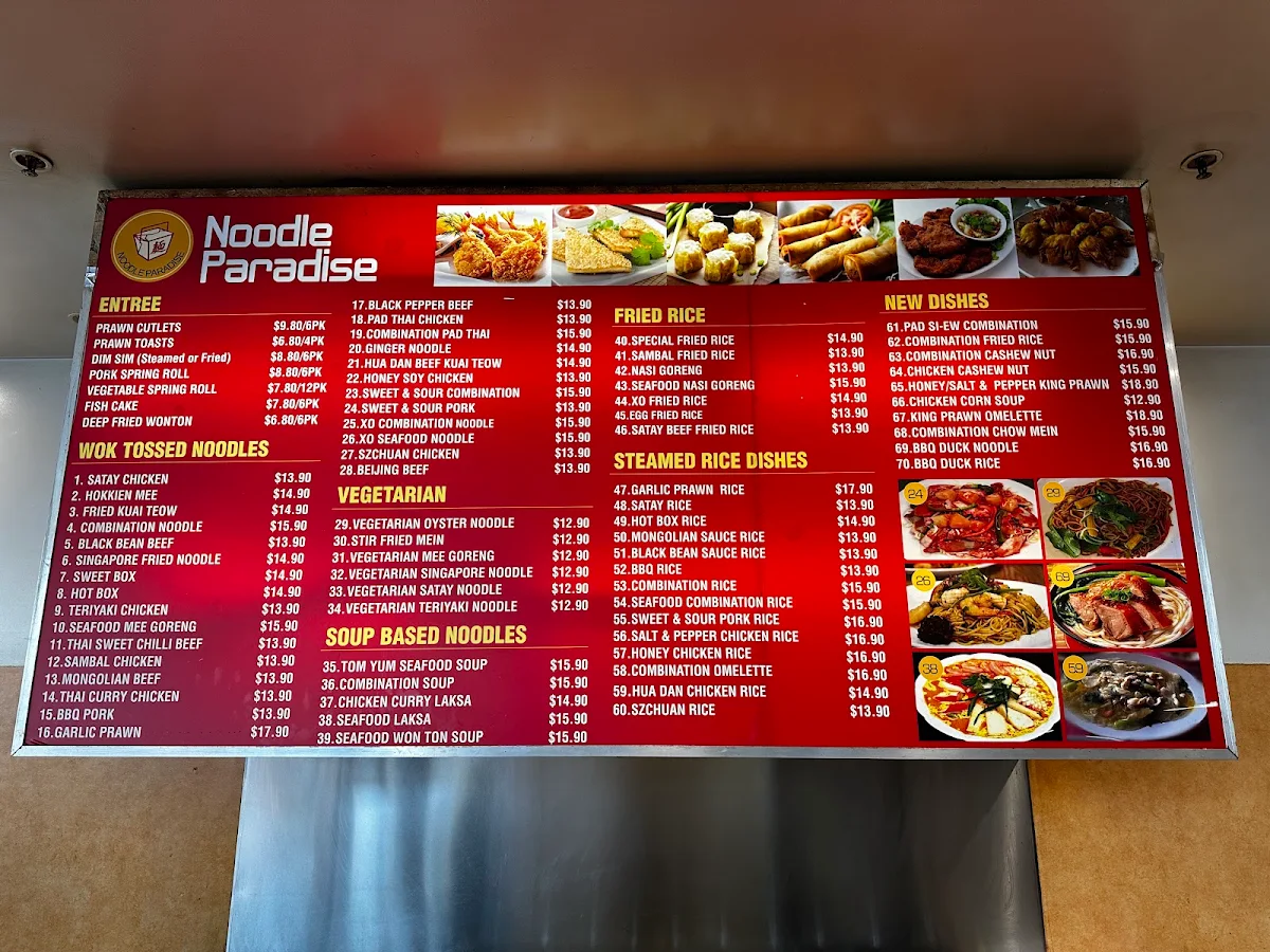Menu, Noodle paradise