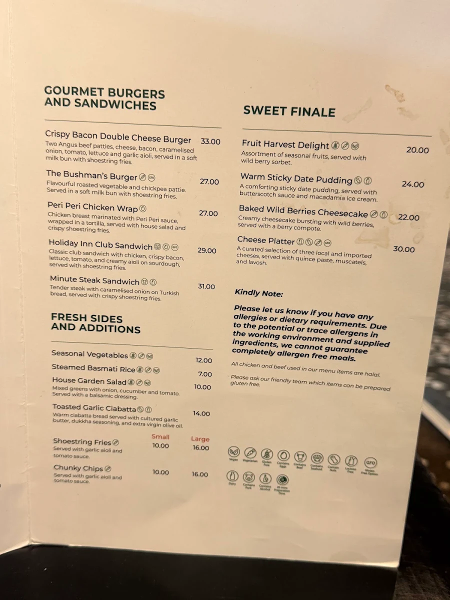 Menu, Vargas Restaurant & Bar