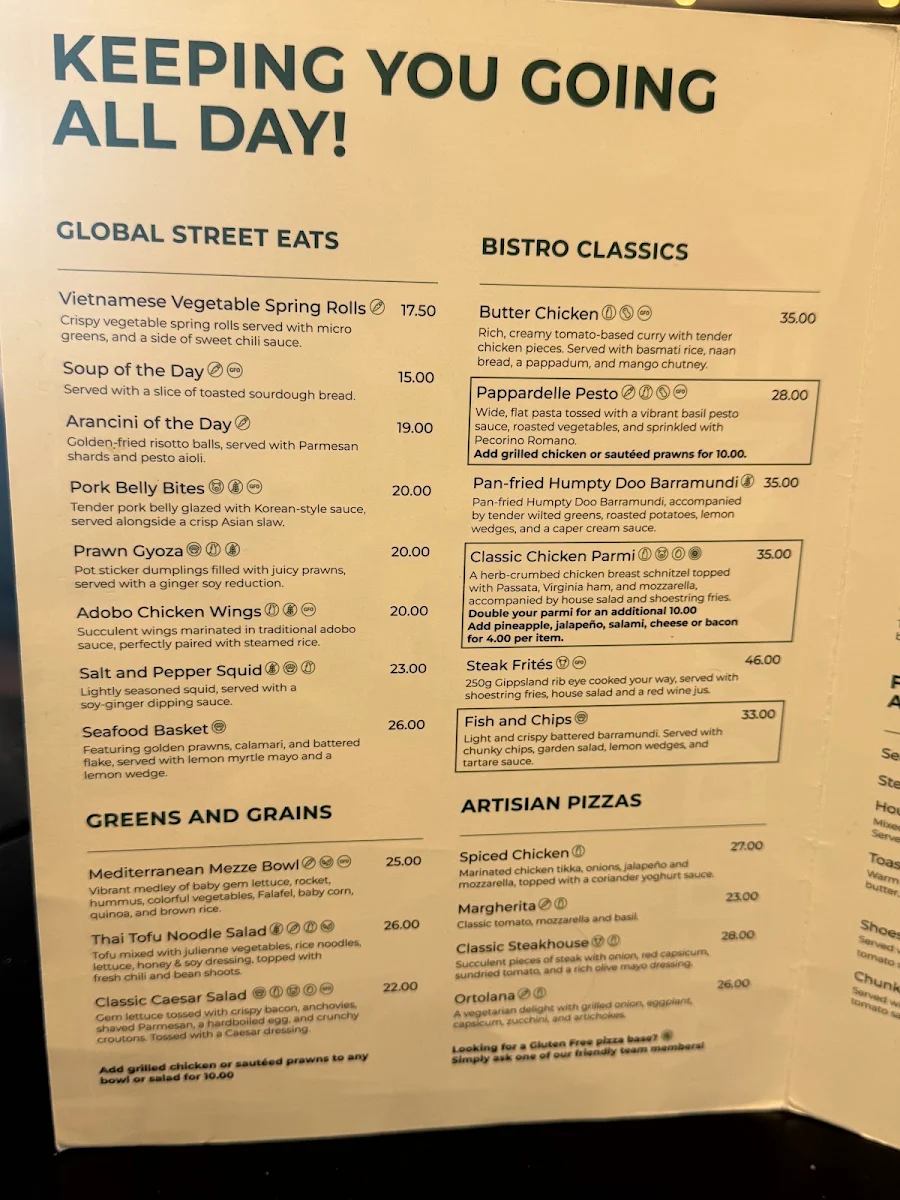 Menu, Vargas Restaurant & Bar