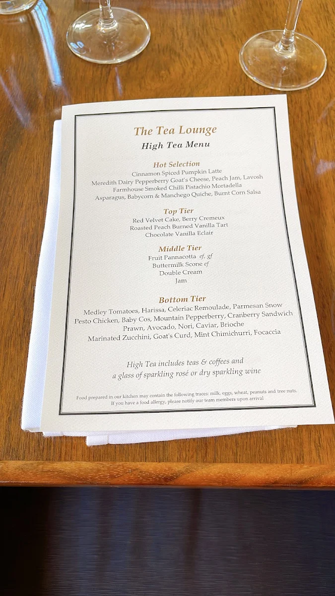 Menu, The Promenade Cafe