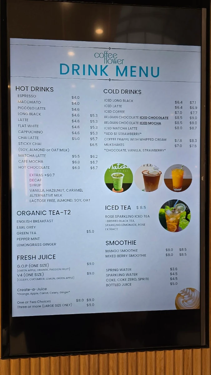 Menu, Coffee Flower Wetherill Park