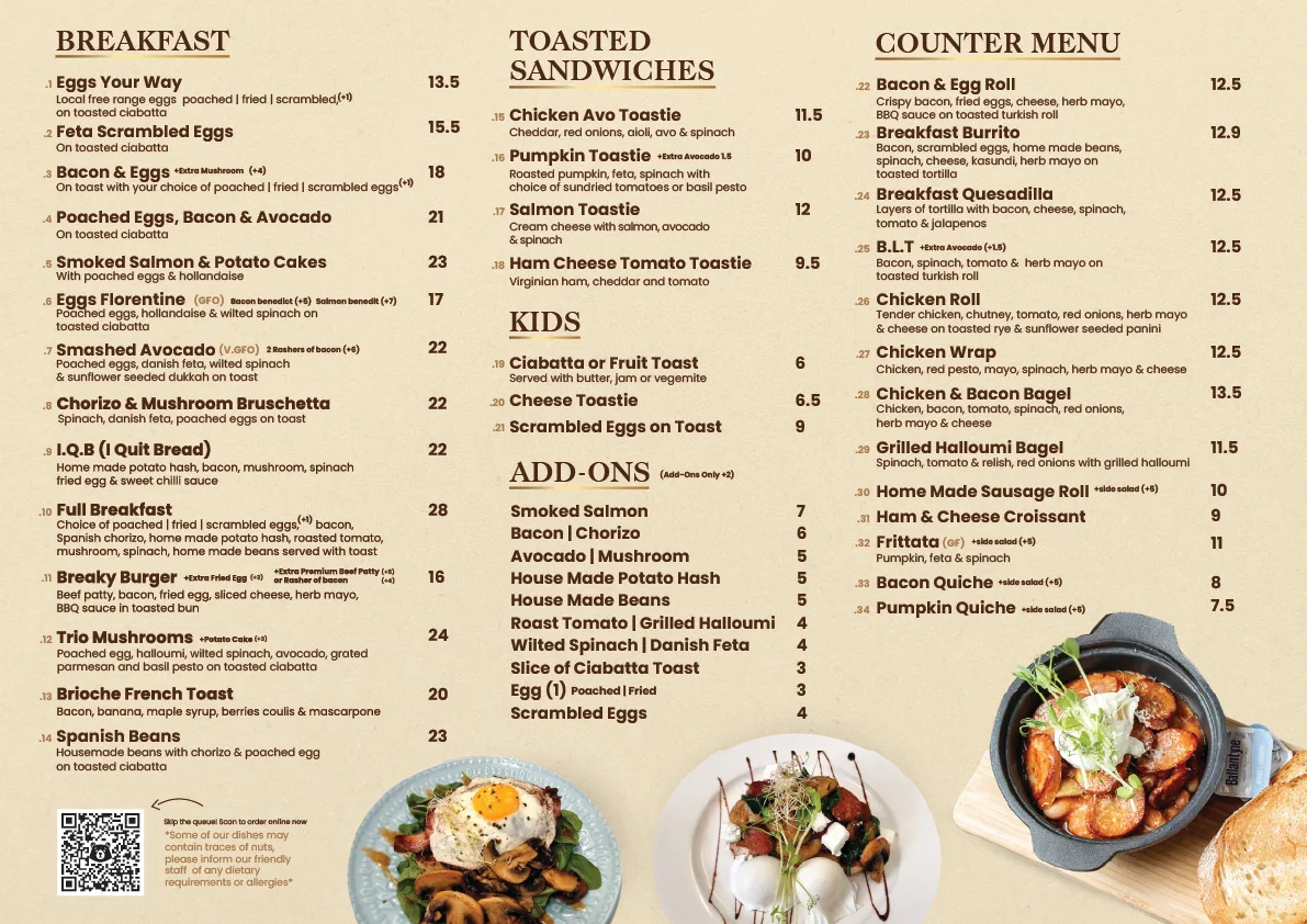 Menu, Morris Kitchen