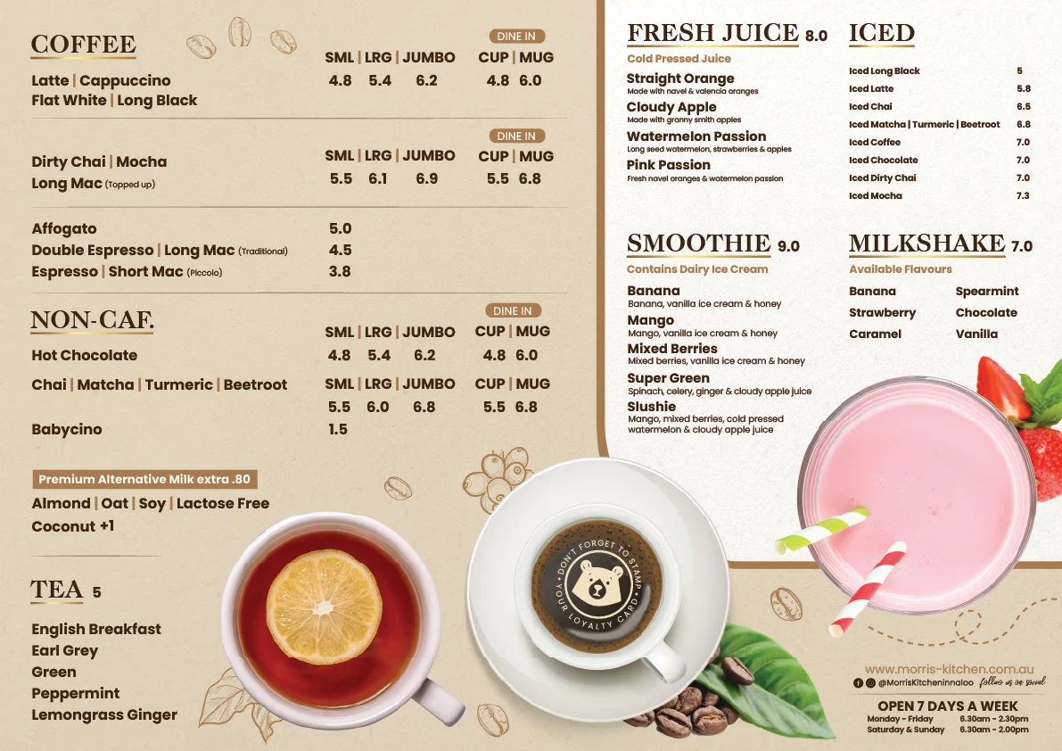 Menu, Morris Kitchen