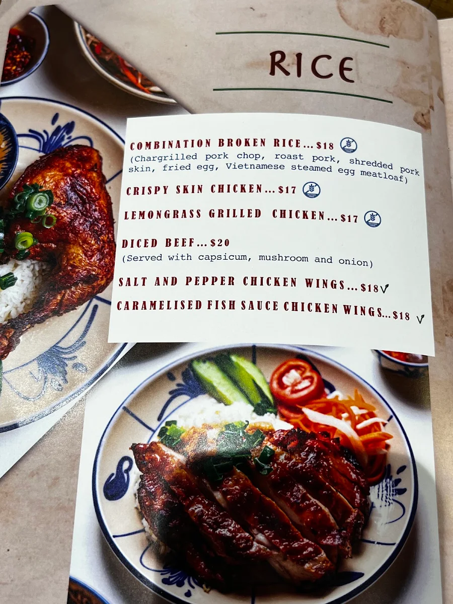 Menu, Gạo Restaurant