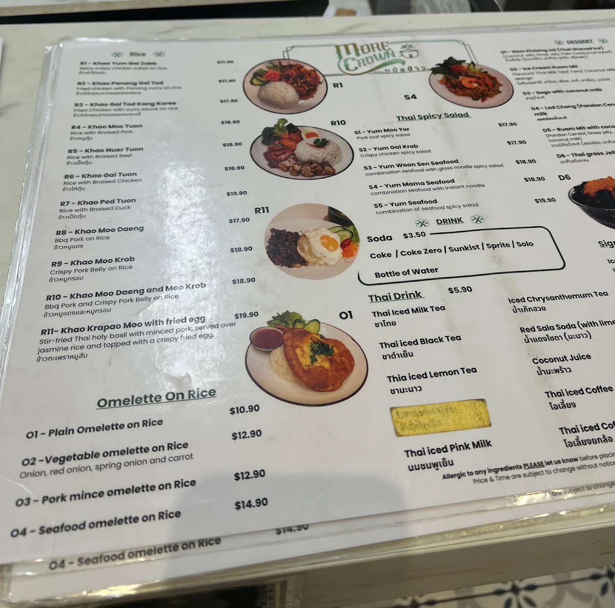 Menu, More Crown