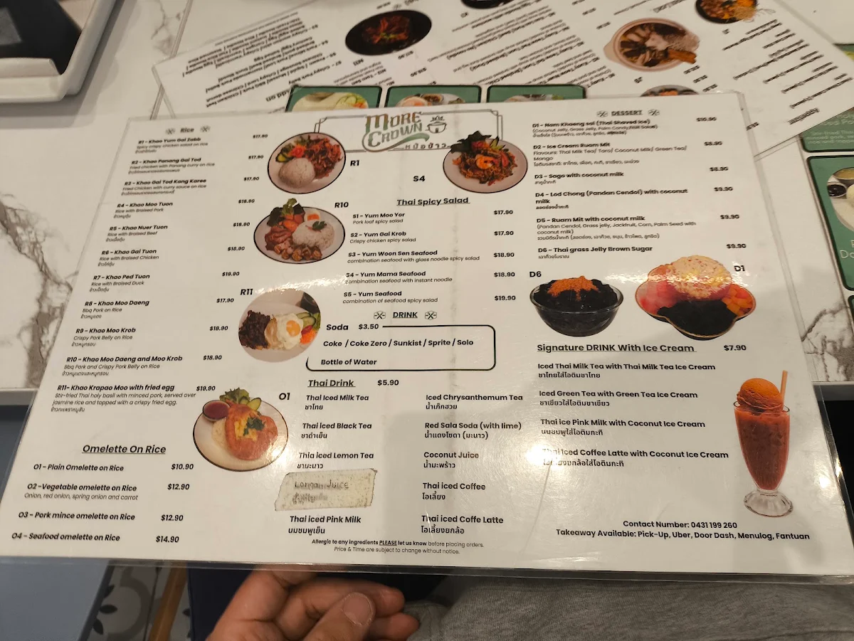 Menu, More Crown