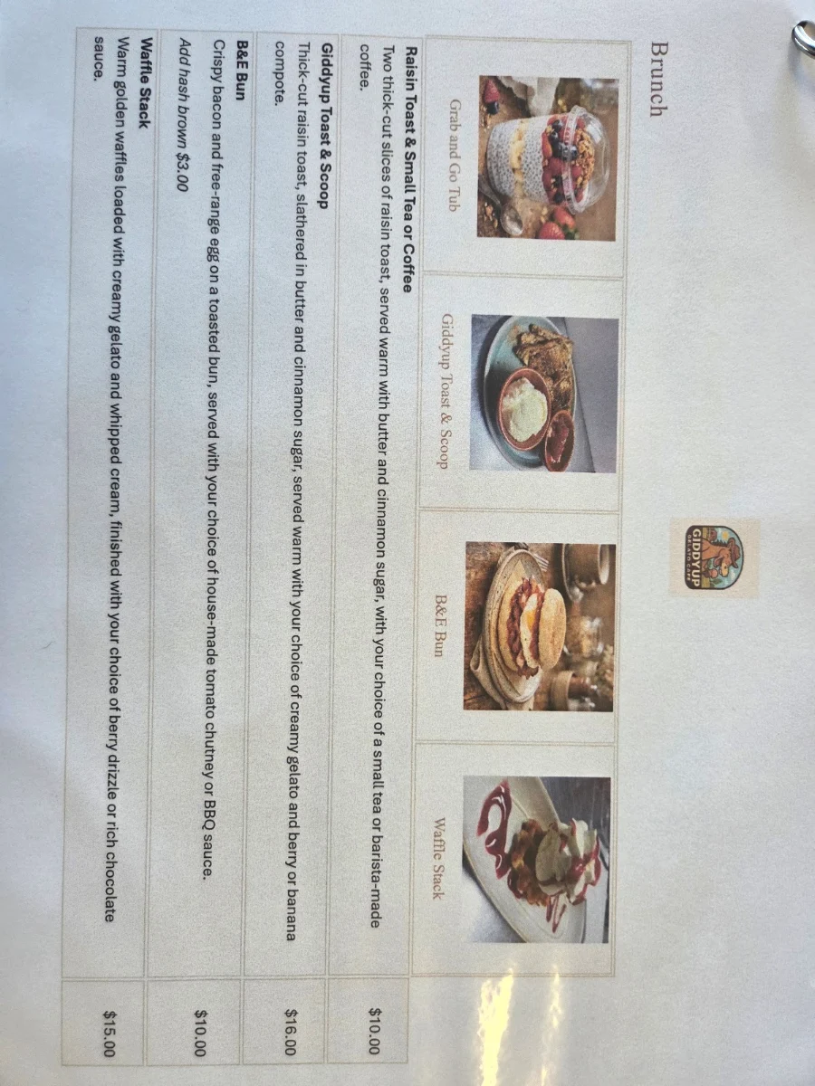 Menu, Giddyup Gelato Cafe Canungra