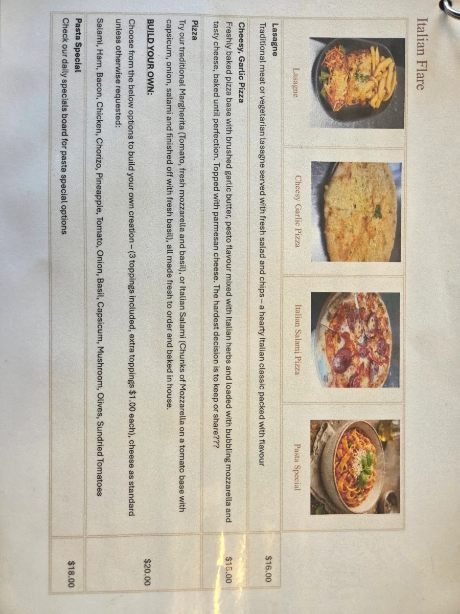 Menu, Giddyup Gelato Cafe Canungra