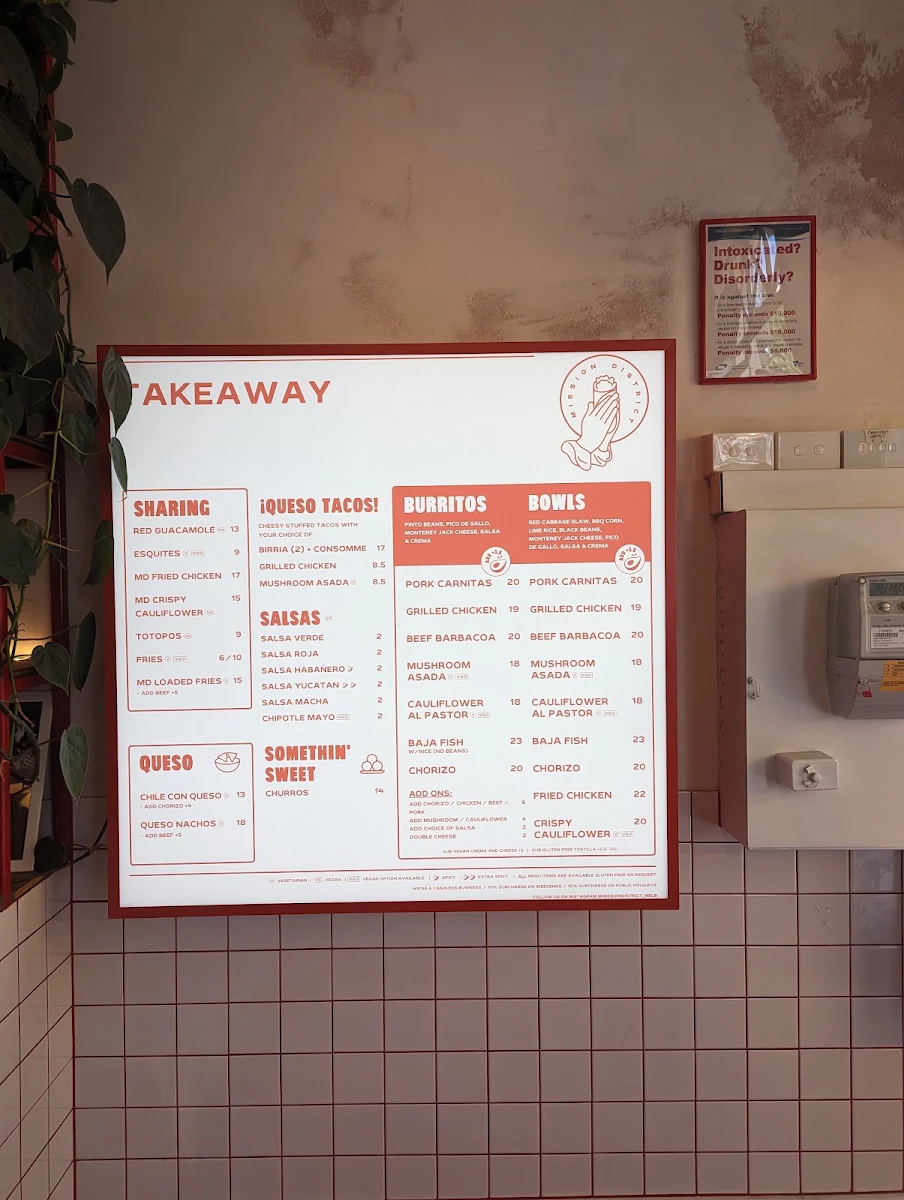 Menu, Mission District