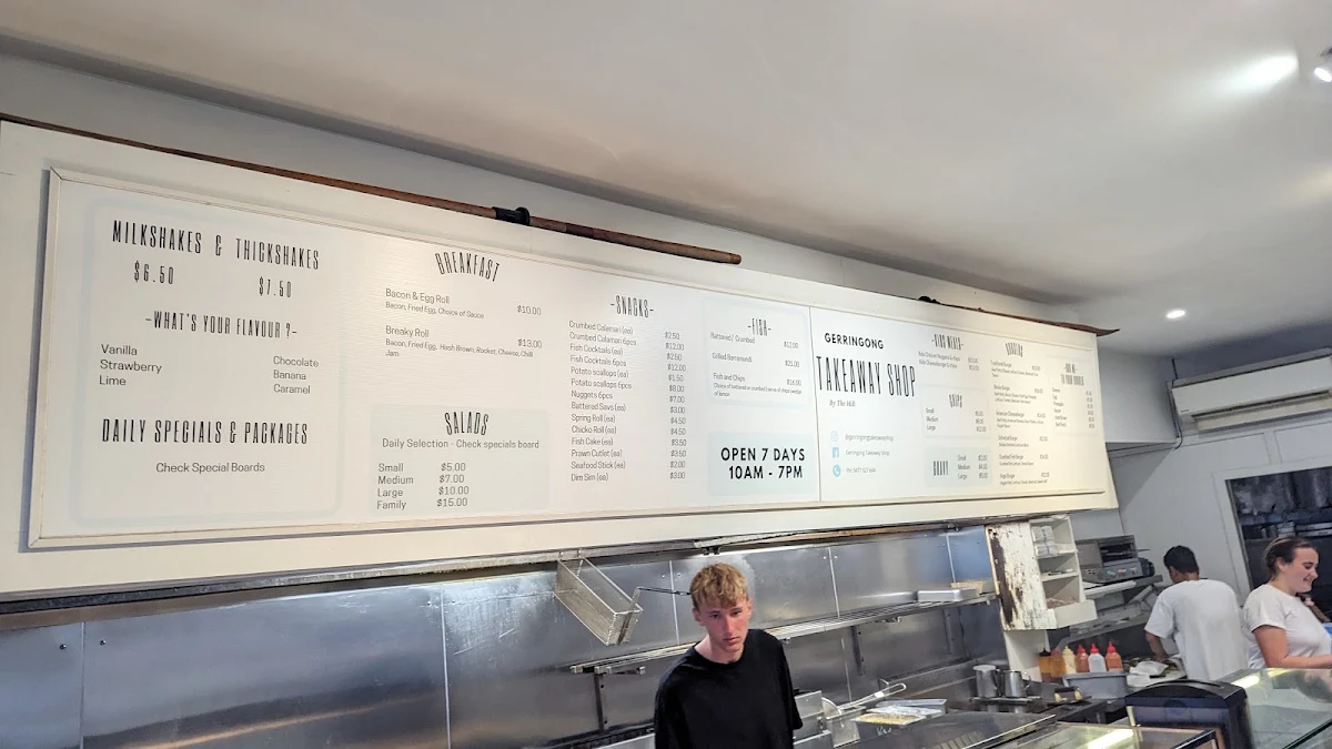 Menu, Gerringong Takeaway