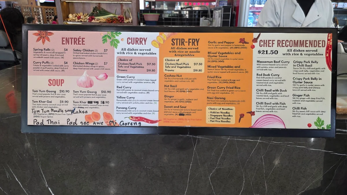 Menu, Thai Thyme