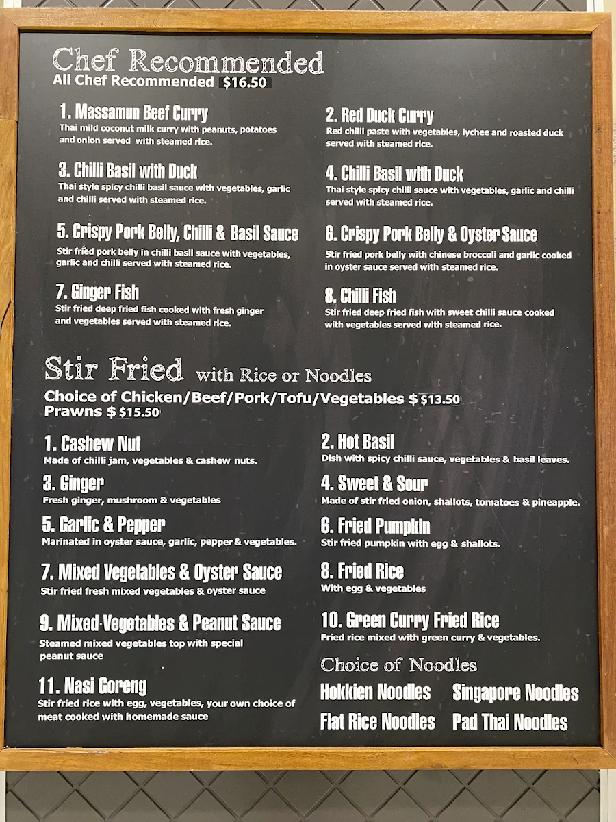 Menu, Thai Thyme