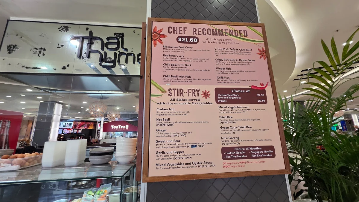 Menu, Thai Thyme