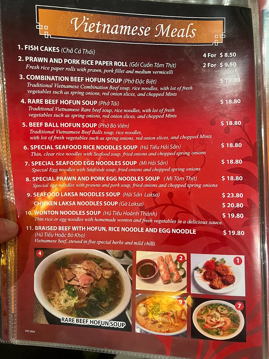 Menu, Emerald Chinese and Vietnamese Restaurant