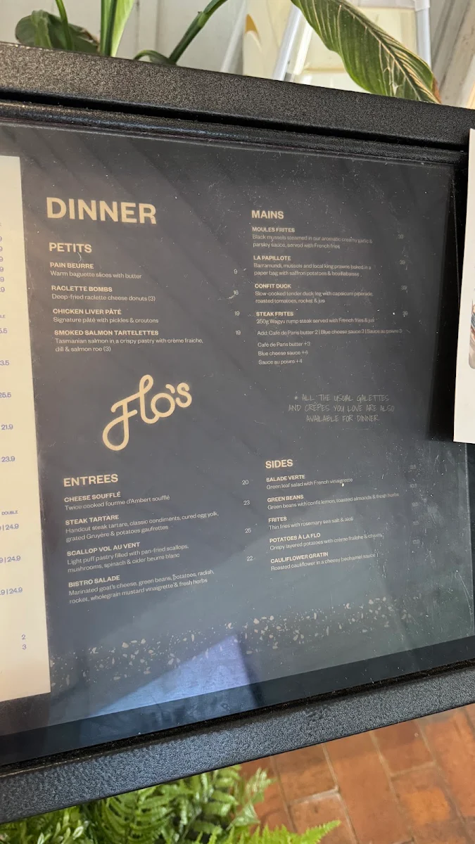 Menu, Flo's Crêperie Mooloolaba