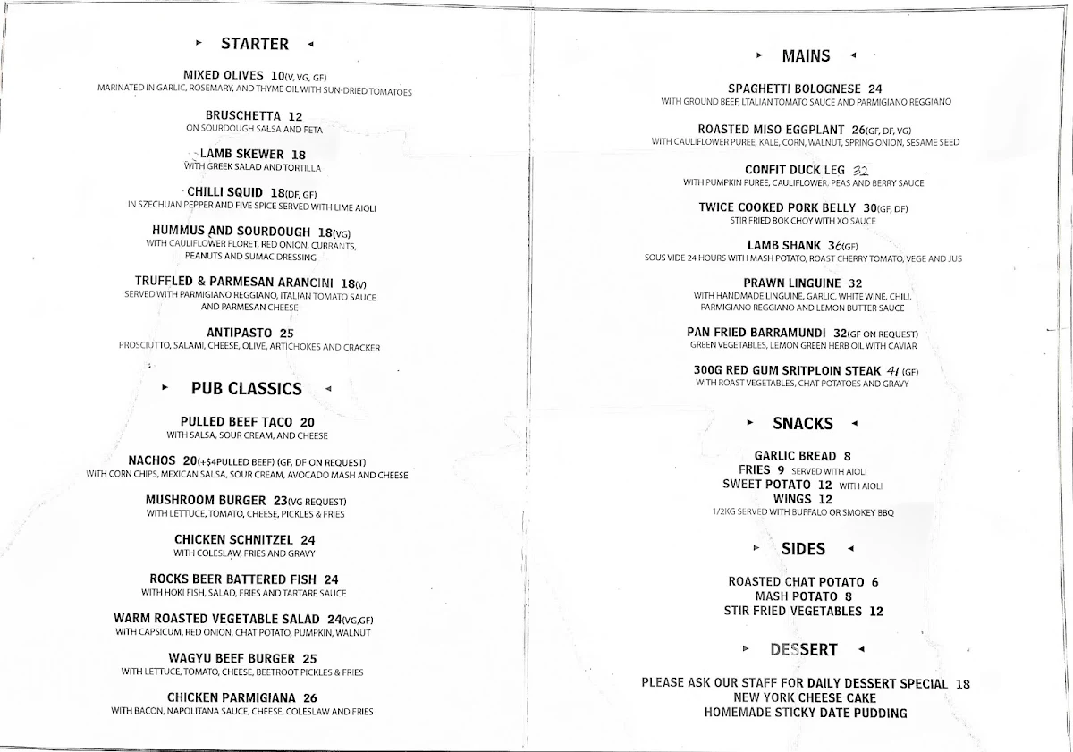 Menu, The Duck Inn Pub and Kitchen