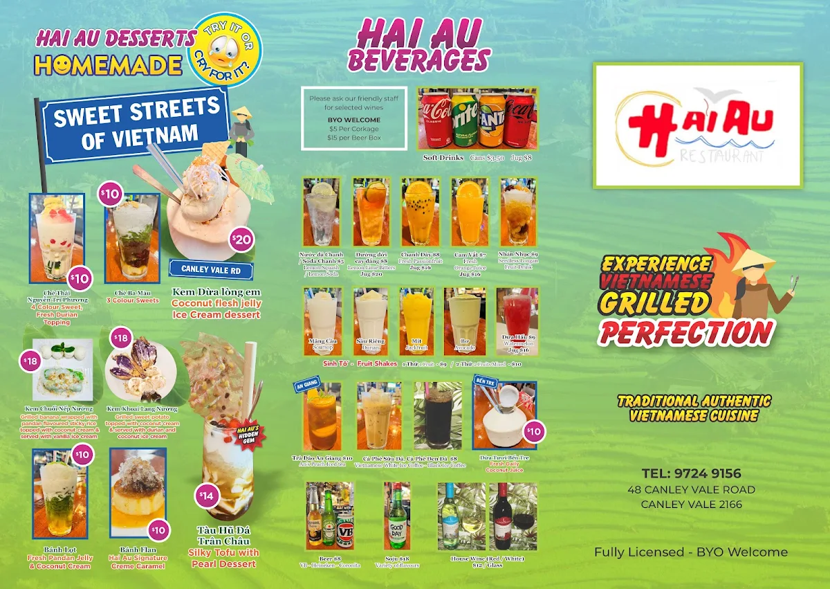 Menu, Hai Au Lang Nuong