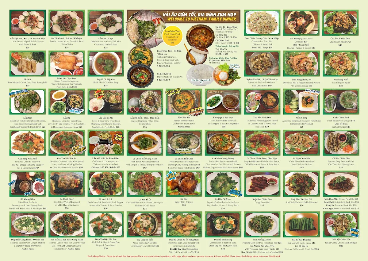 Menu, Hai Au Lang Nuong