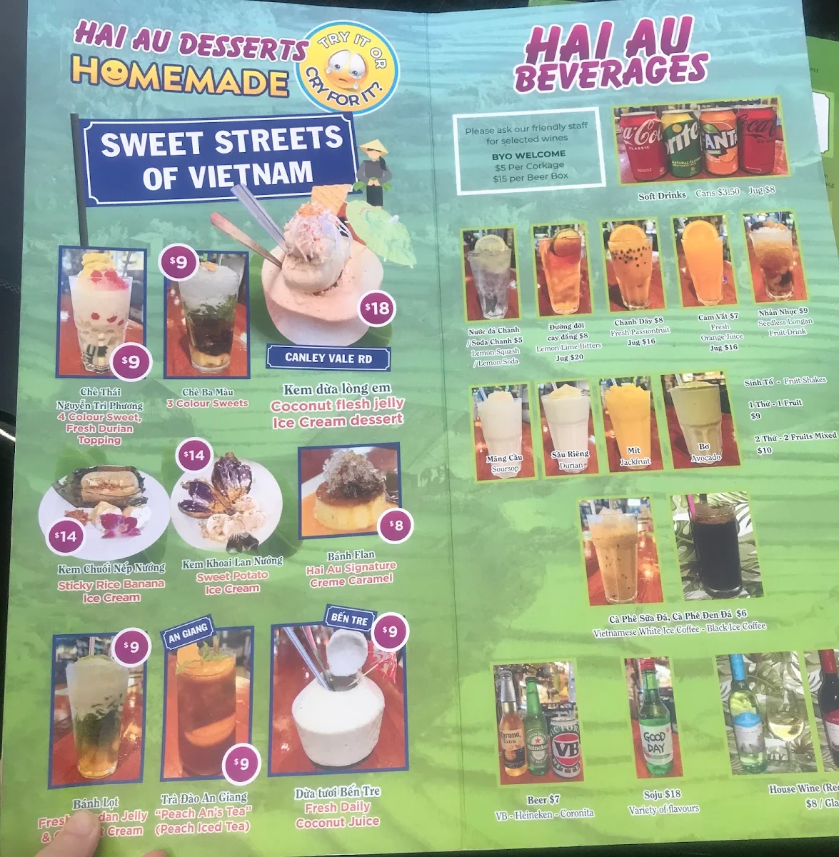 Menu, Hai Au Lang Nuong
