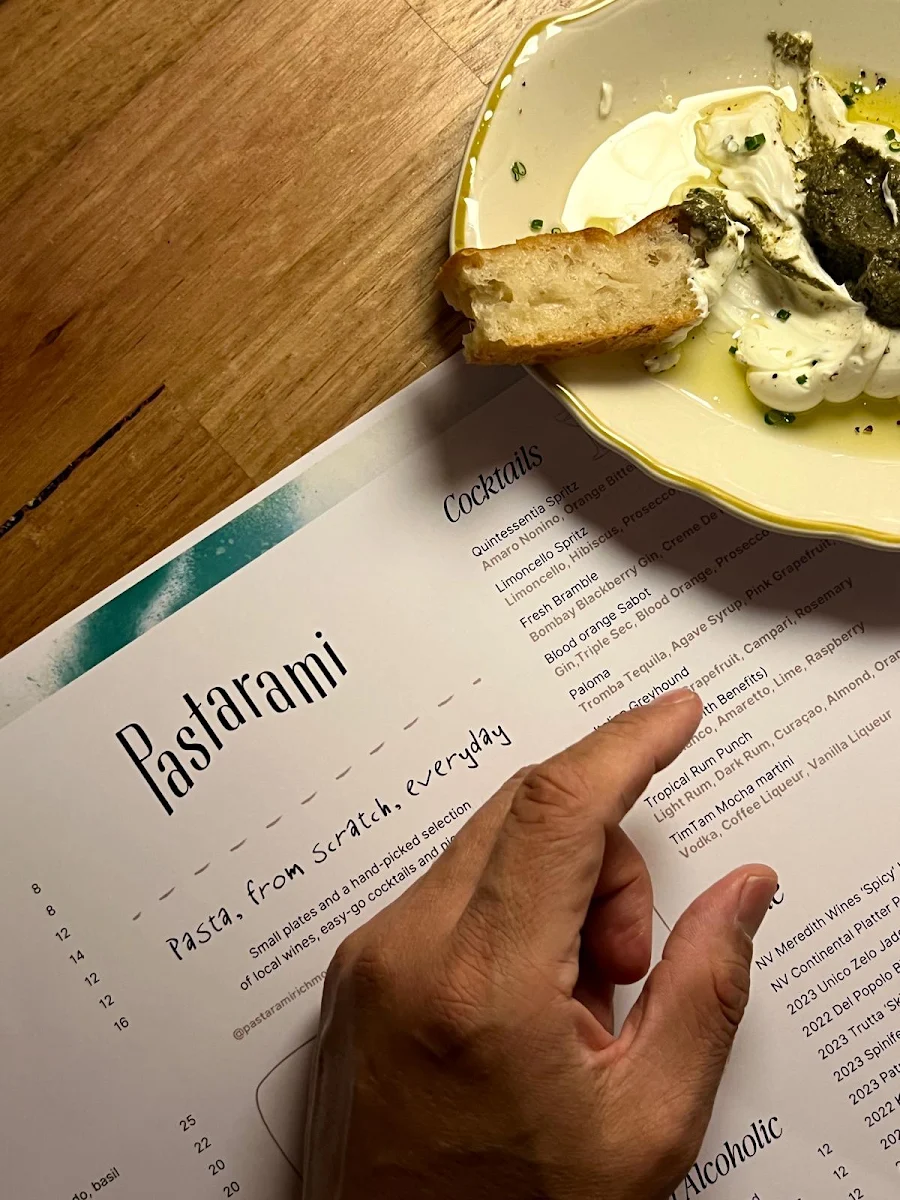 Menu, Pastarami