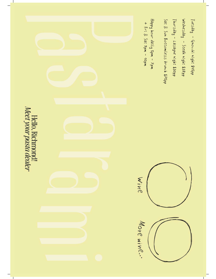 Menu, Pastarami