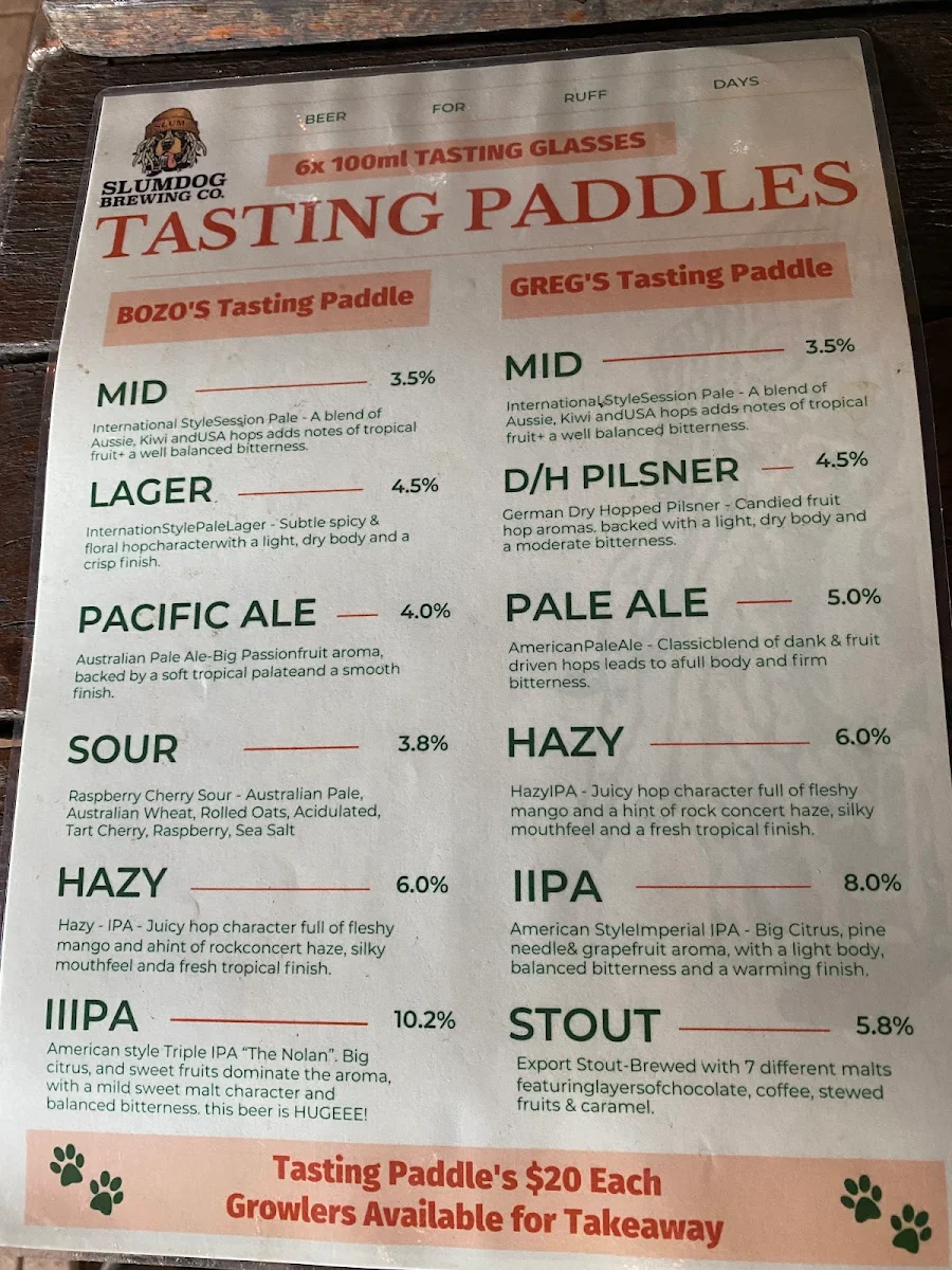 Menu, Baskerville Tavern