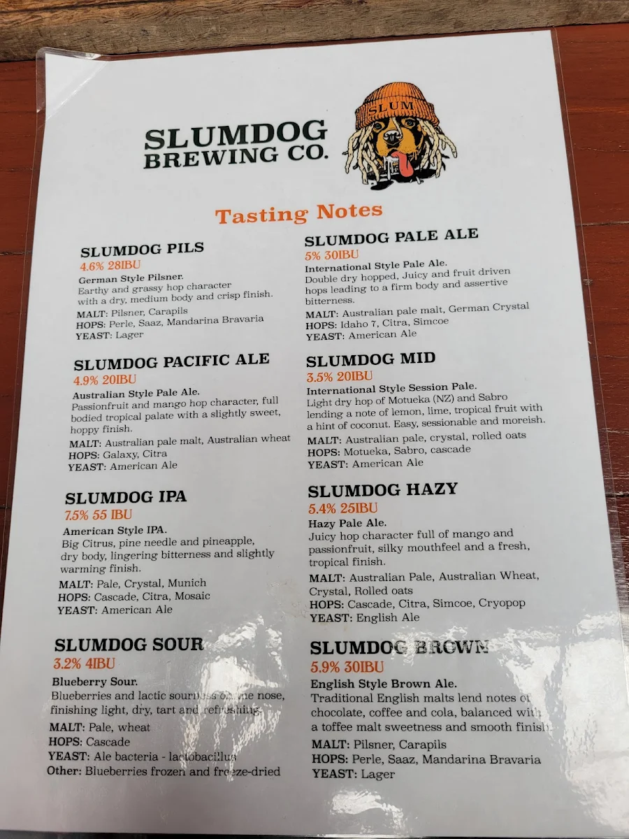 Menu, Baskerville Tavern